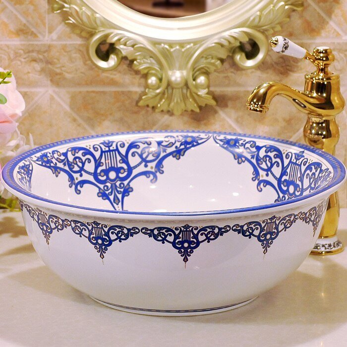 Jingdezhen factory directly art hand painted ceramic wash basin porcel